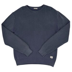 Katin Men's Swell Vintage Wash Cotton Knit Sweater Blue Medium
